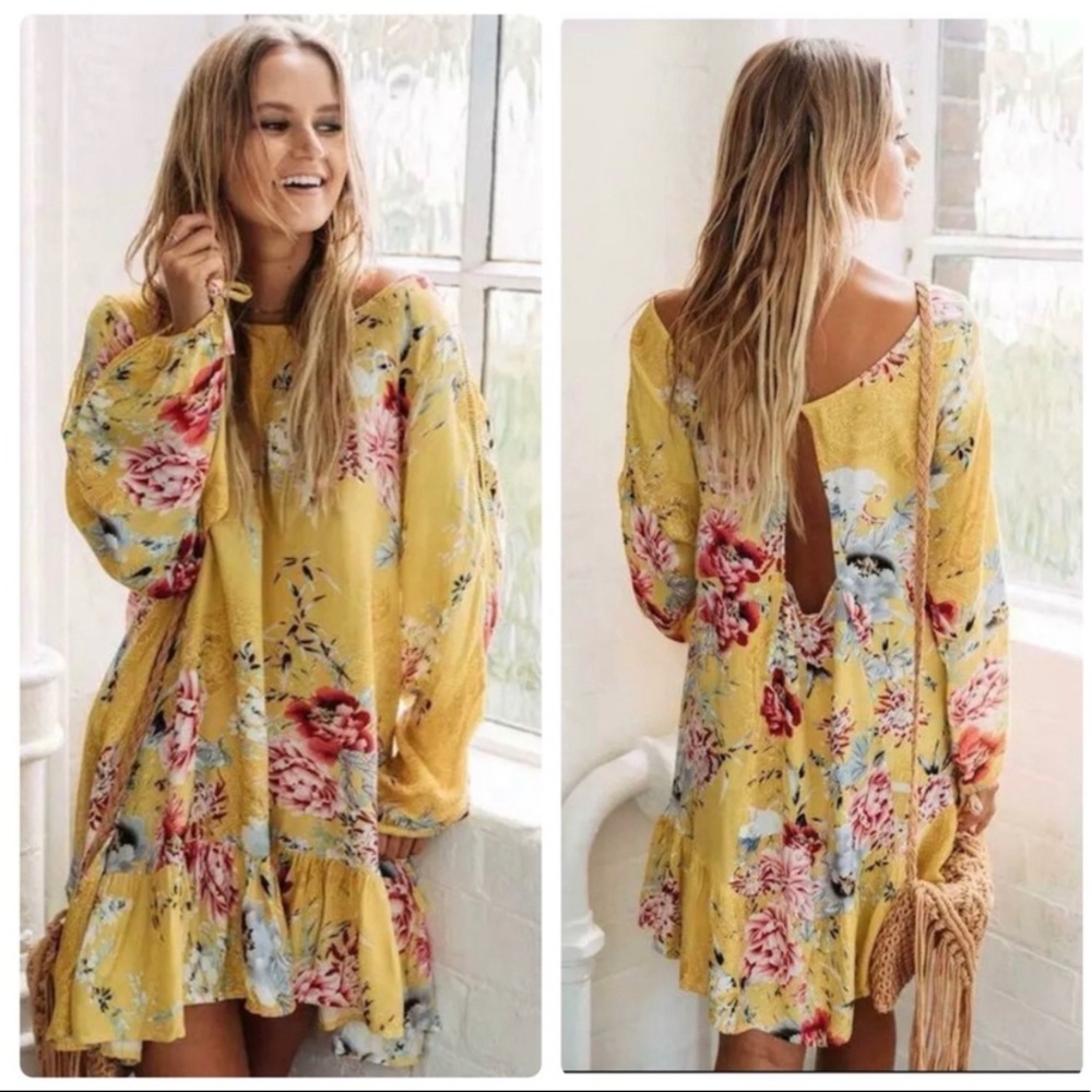 Jaase Australian Brand Yellow Bohemian Mini Dress